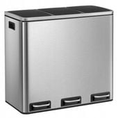 Kosz na śmieci segregacja srebrny 54L pedałowy potrójny wkłady odpady