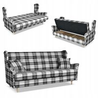 Sofa Uszak FELDA rozkładana fspania Family meble krata granatowo - biała