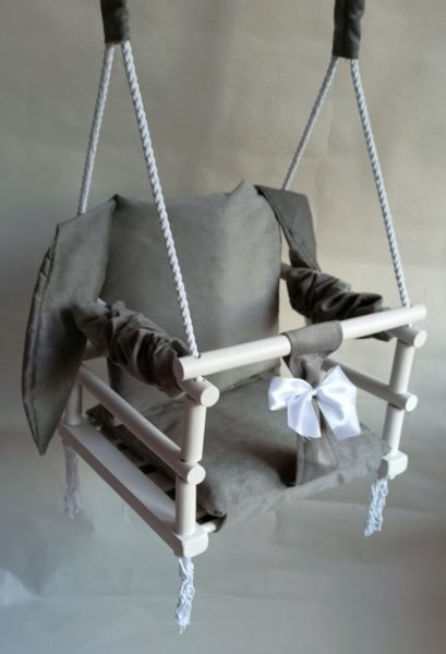 Huśtawka biała KRÓLIK 3w1 dla dzieci SZARA pokój zdjęcie 2