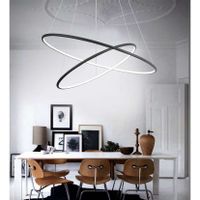 LAMPA wisząca SLIM/000010/3000/B MDECO okrągła OPRAWA metalowy ZWIS LED 53W 3000K pierścienie czarne
