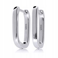 Srebrne Kolczyki 925 Owalne Prostokątne Geometryczne Paski Angielskie