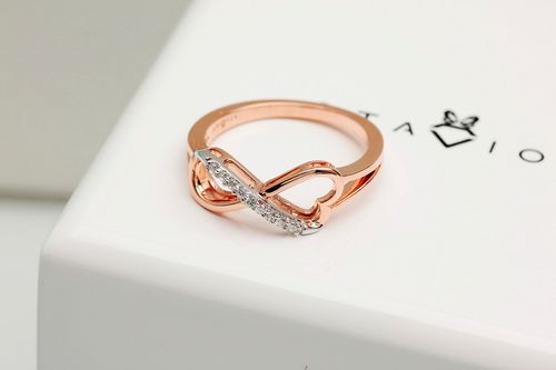 pierścionek nieskończona miłość z różowego i białego złota z diamentami na Arena.pl