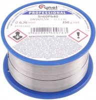 Cyna do lutowania z topnikiem SW26, Cynel, 0,7 mm, 250 g, CYNA 070/250
