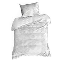 Pościel Premium 140x200 + 70x80 biała satyna w kwiatowy wzór