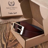 pasek damski skórzany brązowy 100 cm ze złotą klamrą paolo peruzzi