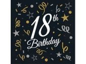 Serwetki, B&C 18th Birthday, 33 cm x 33 cm, 20 szt.