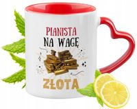 Kubek Czerwony Z Uszkiem W Kształcie Serca Dla Pianisty Na Prezent