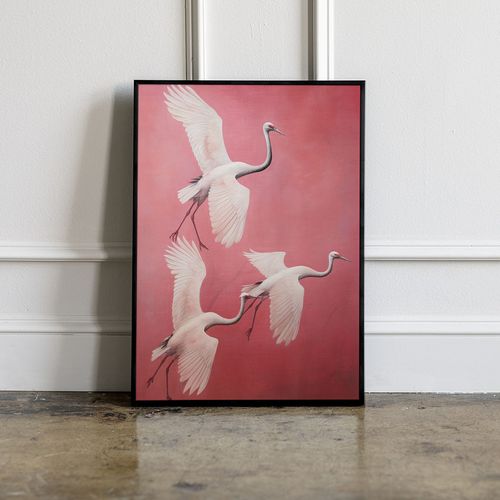 Plakat ptaki na różowym tle 40x50 cm na Arena.pl