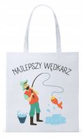 Dla Wędkarza Rybaka Torba Eco Biała Shopper Z Nadrukiem Ze Zdjęciem