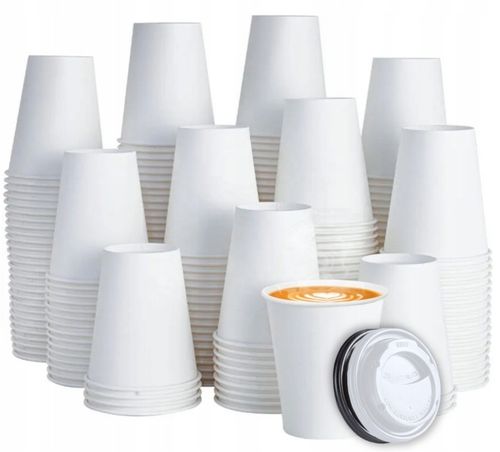 Kubki papierowe do gorących i zimnych napojów + wieczka jednorazowe 250ml na Arena.pl