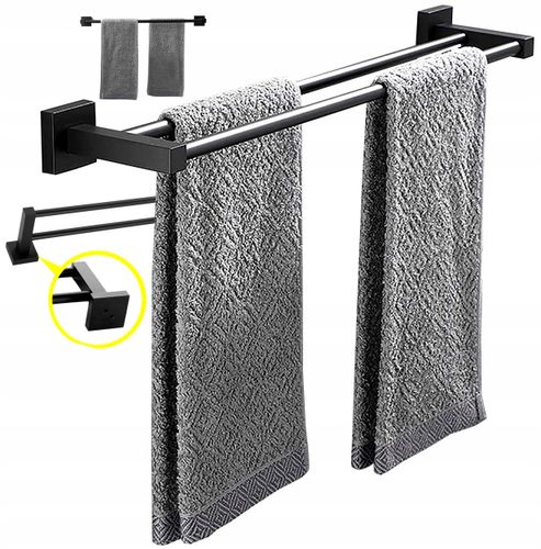 Wieszak Ścienny Łazienkowy Na Ręczniki Czarny 40Cm na Arena.pl