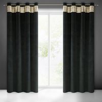 Zasłona gotowa na przelotkach JASPER 140x250 czarno/szampańska