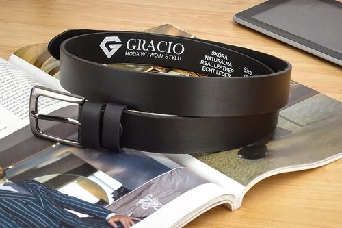 PASEK MĘSKI SKÓRZANY GRACIO DO SPODNI SKÓRA DŁUGOŚĆ PASKA 150 CM PREZENT na Arena.pl