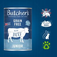 Mokra karma dla psa Butchers Original Junior z wołowiną 10x400g