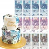 BANKNOTY POLSKIE WAFLOWE OZDOBA NA TORT PIENIĄDZE ZŁOTY DEKORACJA 10 20 50