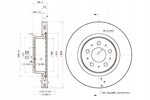 TARCZA HAM PRZOD 320X25 V BREMBO na Arena.pl