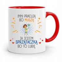 Dla Sprzątaczki Kubek Czerwony Na Prezent Urodziny Z Nadrukiem Ze Zdjęciem
