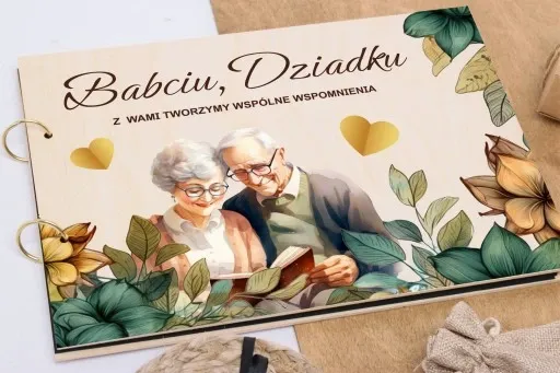 Piękny prezent na dzień babci i dziadka drewniany album wzory nadruk A4 zdjęcie 3