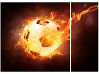 70X50CM OBRAZ OGNISTA PIŁKA NOŻNA FOOTBALL DWÓJ OBRAZ NIESYMETRYCZNY