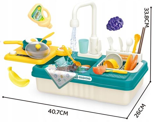 ZLEW ZLEWOZMYWAK kuchenka kuchnia dla dzieci palnik kran z wodą GARNKI 31el na Arena.pl