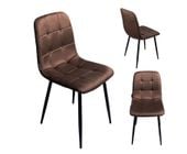 Krzesło tapicerowane welurowe do salonu jadalni velvet loft brązowe