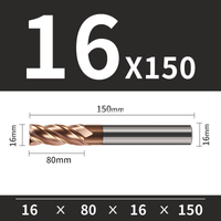 Frez TiSiN 4 ostrza Z-4 do stali nierdzewnej do 55HRC Roz. Ø16x80x16Dx150L