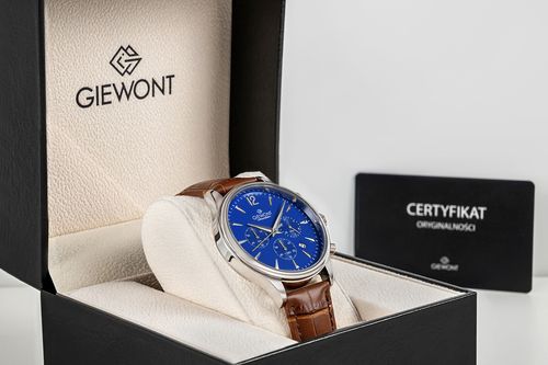 zegarek męski giewont chronograph sapphire brązowo niebieski gw6310-a5 na Arena.pl