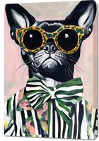 Obraz 60x90cm Portret Zwierząt | Buldog w Okularach | Pop Art