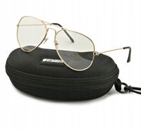 Złote okulary zerówki Pilotki Damskie Męskie UV400