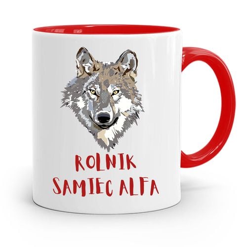 Dla Rolnika Kubek Czerwony Rolnik Samiec Alfa Z Nadrukiem Ze Zdjęciem na Arena.pl