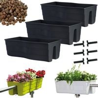 3x Skrzynka na balustradę Wave 60, Doniczka balkonowa + keramzyt 5l