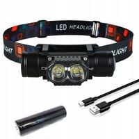 SUPER ! LATARKA CZOŁOWA maXvision M25S 1200lm LED 2*T6 LED + aku 18650