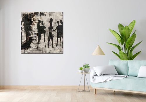 Obraz 90x90cm Szarzy Ludzie na Arena.pl