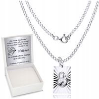 Srebrny Łańcuszek z Medalikiem SREBRO 925 Chrzest Komunia Roczek Grawer