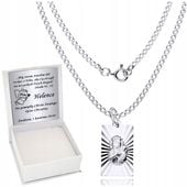 Srebrny Łańcuszek z Medalikiem SREBRO 925 Chrzest Komunia Roczek Grawer