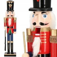 DREWNIANY DZIADEK DO ORZECHÓW FIGURKA OZDOBNA ŚWIĄTECZNA XXL 60cm PREMIUM