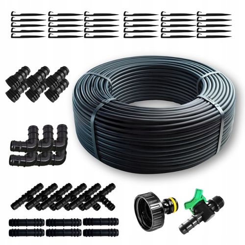 Linia kroplująca Z KOMPENSACJĄ nawadnianie kropelkowe 50m+56el. mocny wąż na Arena.pl