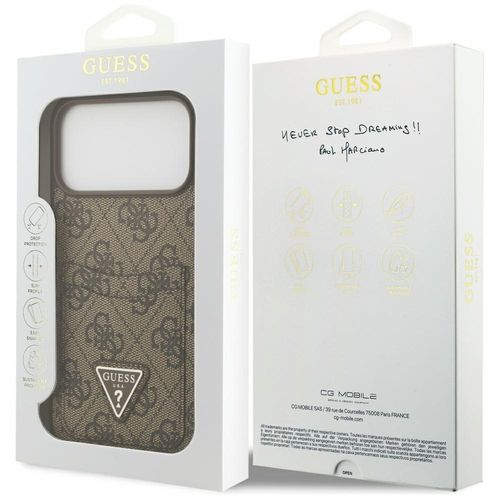 Etui Guess 4G Double Card Triangle do iPhone 17 Pro Max brązowy na Arena.pl
