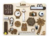 Tablica Manipulacyjna Sensoryczna Montessori Safari beżowa XL + GRATIS Imię