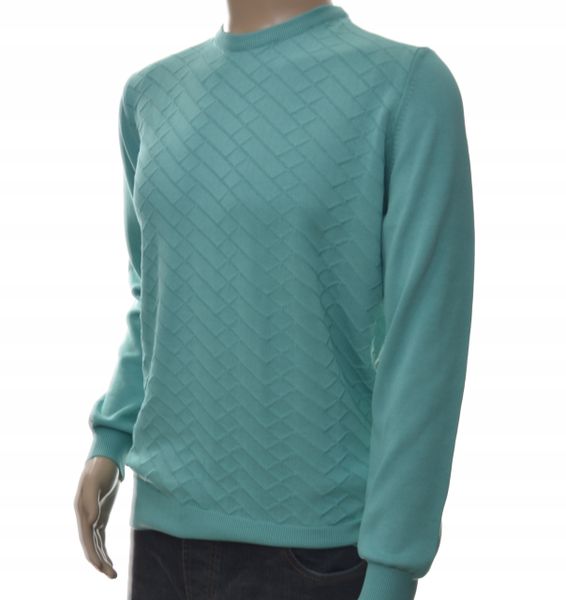 Sweter sweterek męski okrągły pod szyją M turkus zdjęcie 3