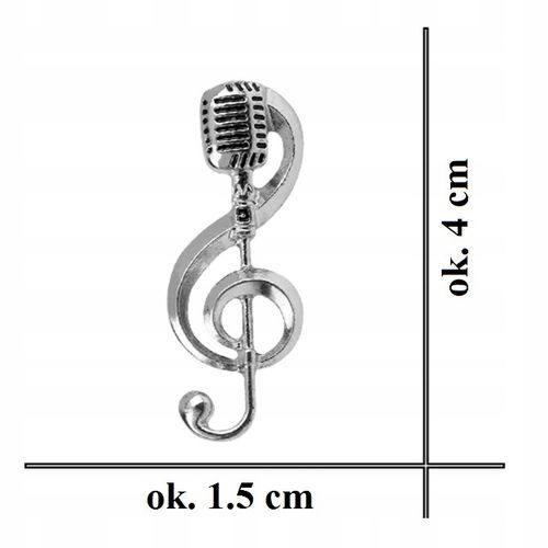 Broszka Pin Nuta Przypinka Mikrofon z Kluczem Wioliniowym Artysta Music na Arena.pl