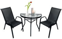 Zestaw mebli balkonowych Lipari stół + 2 krzesła Minorka czarny
