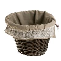 Wiklinowy Kosz Rowerowy z Obszyciem i skórzanymi paskami 42x37 H24 cm