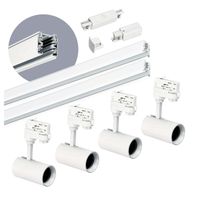 Zestaw szynowy 3 fazowy szyna 1m+1m, 4x Lampa, łącznik prosty BIAŁY komplet