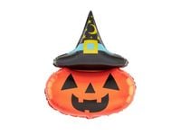 Balon foliowy "Dynia w kapeluszu Halloween", 64 cm x 88 cm [balon z helem]