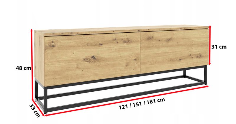 Nowoczesna szafka loftowa RTV 150cm dąb artisan zdjęcie 5