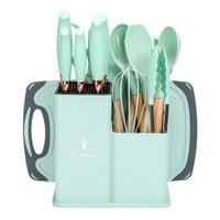 zestaw 19 elem. noży i przyborów kuchennych w stojaku e-6074