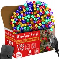 LAMPKI CHOINKOWE MULTIKOLOR 1000LED 8 TRYB ZEW/WEW 63 METRY NA CHOINKĘ