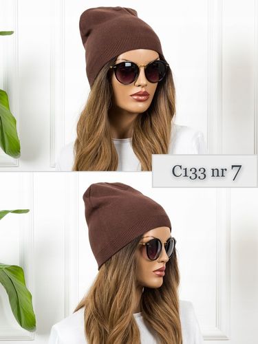 CZAPKA DAMSKA CIEPŁA wygodna Zimowa Beanie MODNA Wywijana brązowa KOLORY na Arena.pl