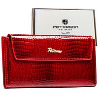 duży, poziomy portfel damski ze skóry ekologicznej w czerwonym kolorze z